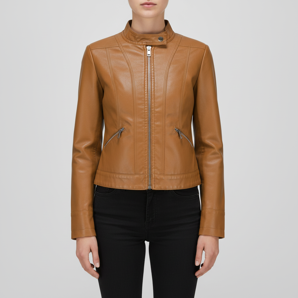 Lunvumo | Korte Leren Damesjas voor Zomer en Tussenseizoen